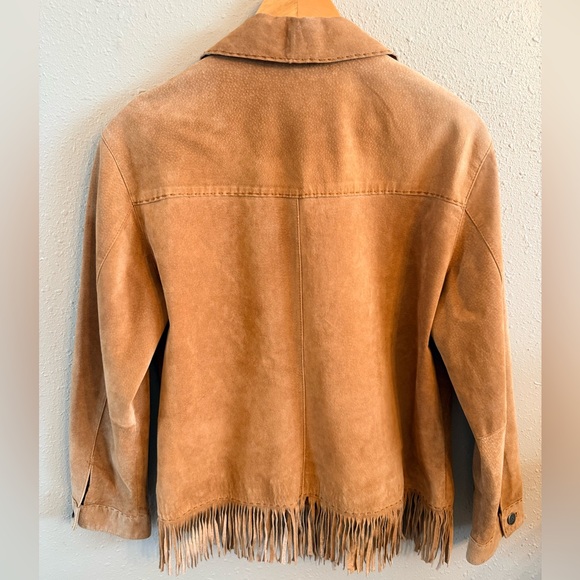 Vintage Chicos Leather Fringe Jacket Tan Size 2/Large - Picture 6 of 7